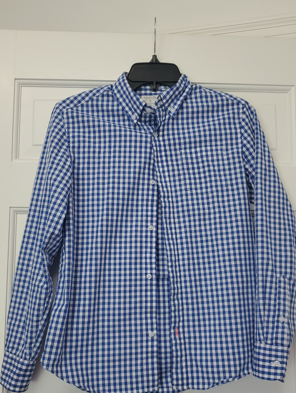 JCREW Blue and White Gingham Button-Down Shirt, Boys Size 12